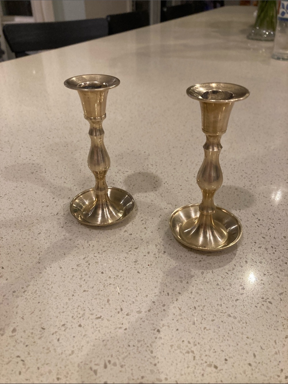 Polished Brass Taper Candle Holders - Pair